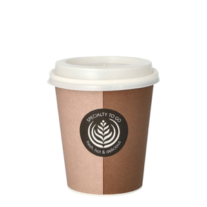 Trinkbecher, Pappe mit Deckel, PS 0,2 l Ø 8 cm · 9,1 cm, 80 Stk (0,23€/Stk)
