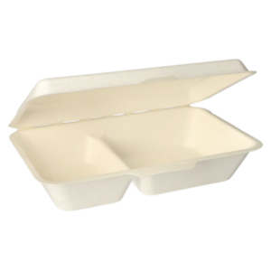 Menübox, Zuckerrohr „pure“ 2-geteilt, 6,5 x 24 x 15,5 cm, 100 Stk, (0,28€/Stk)