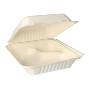 Menübox, Zuckerrohr „pure“ 3-geteilt 7,7 x 20 x 22 cm, 125 Stk, (0,31€/Stk)