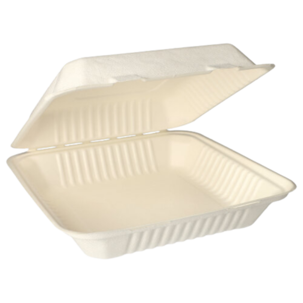 Menüboxen, Zuckerrohr ungeteilt 8 x 25,5 x 25,5 cm, 300 Stk, (0,37€/Stk)