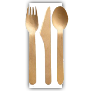 Bio Besteckset „Triple“ Birkenholz 160 mm 500 Stk, (0,17€/Stk)