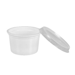 Portionsbecher + Deckel, PP, weiss 30 ml Ø 46 mm · 28 mm, 500 Stk ( 0,03€/Stk )