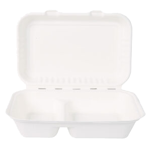 Bio Menübox mit Klappdeckel, 2-geteilt